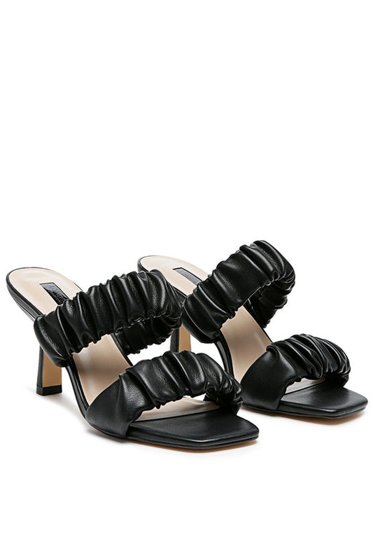 LADY LYNN GATHER AROUND SLIP-ON HEELED SANDAL Black