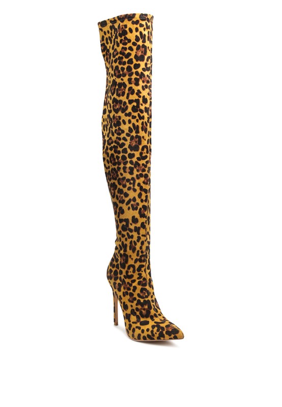 Pokey Vegan Leather The Knee Block Heeled Boots Natural