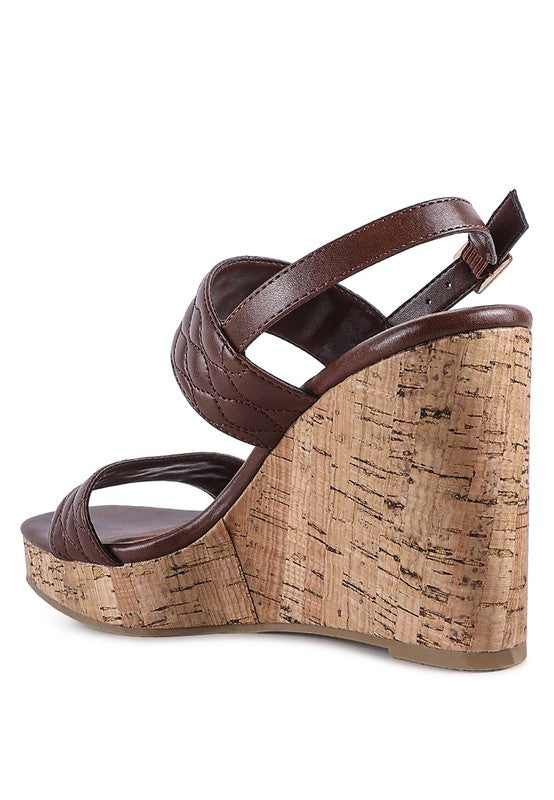 MOHANA QUILTED HIGH WEDGE HEEL SANDALS