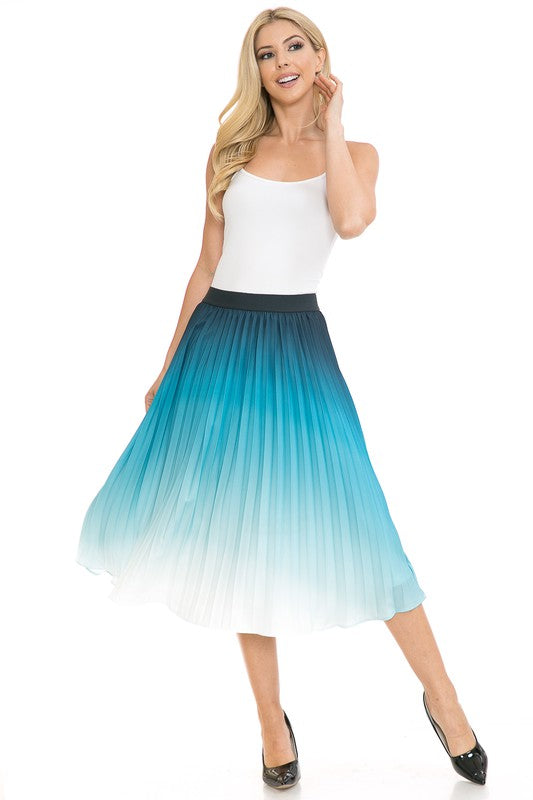 Women's High Waist Pleated A-Line Swing TEAL