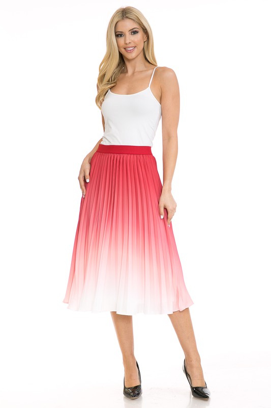 Women's High Waist Pleated A-Line Swing RED