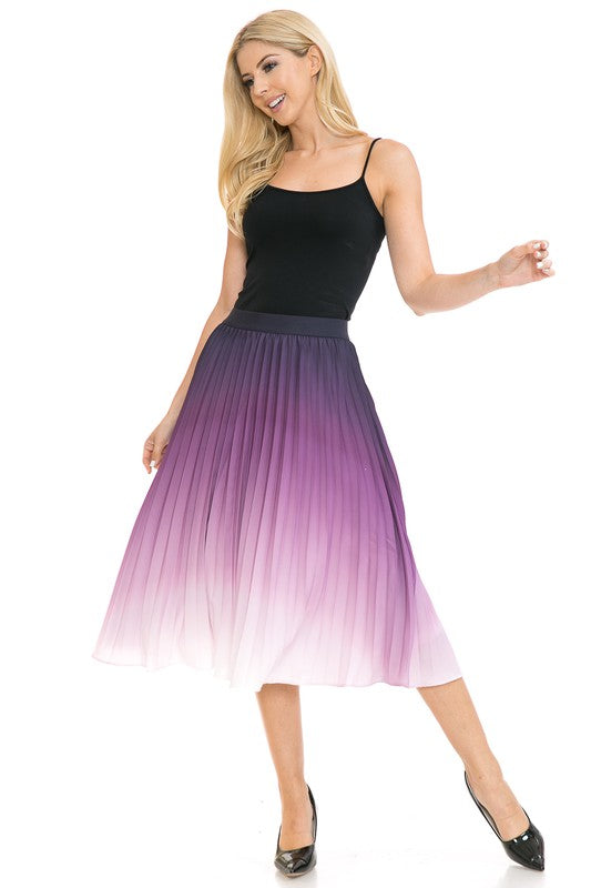 Women's High Waist Pleated A-Line Swing PURPLE