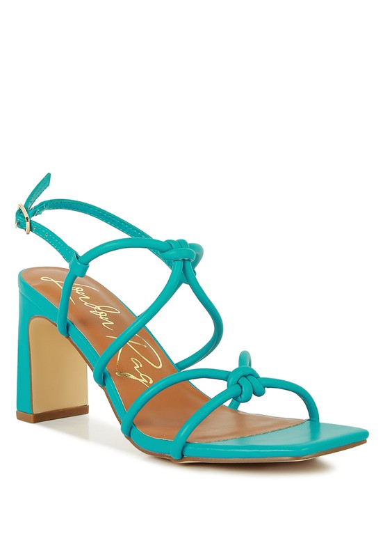 KRALOR KNOTTED STRAP MID HEEL SANDAL TEAL