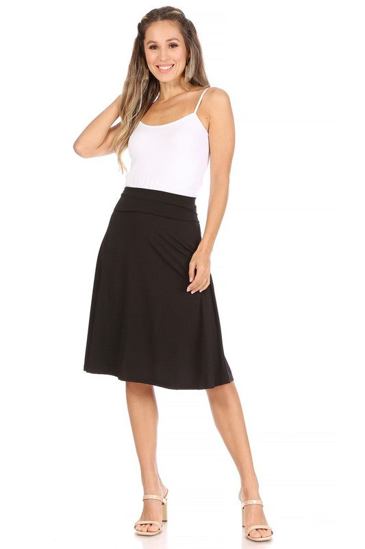 Solid, A-line pull on skirt Black