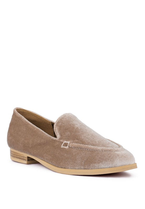 LUXE-LAP Velvet Handcrafted Loafers Taupe