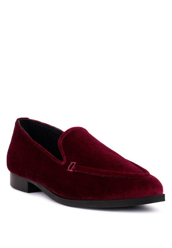 LUXE-LAP Velvet Handcrafted Loafers Burgundy