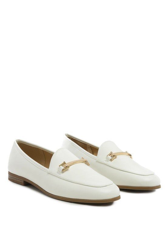 Zaara Solid Faux Suede Loafers White