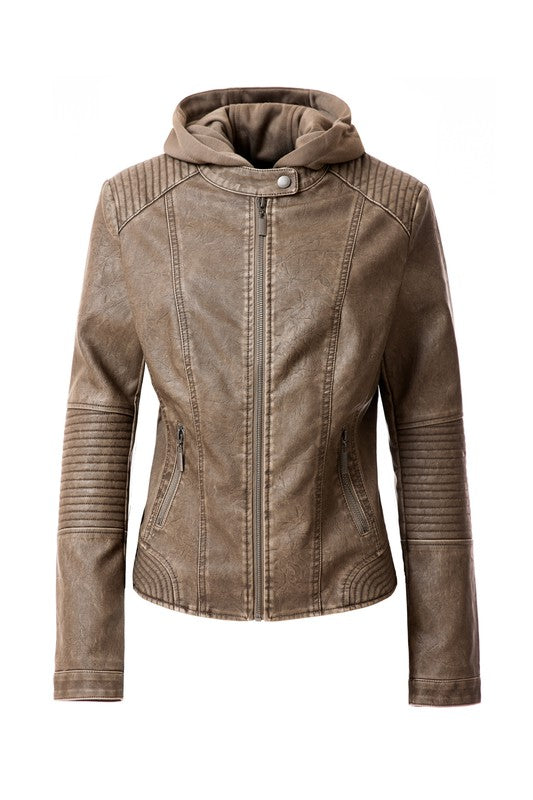 Women's PU Jacket Khaki