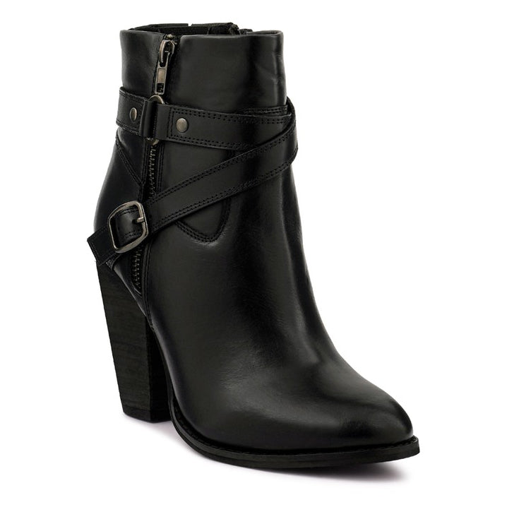 CAT-TRACK Leather Heeled Ankle Boots