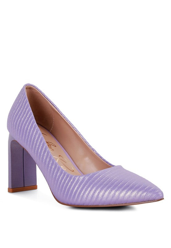 Tickles Italian Block Heel Pumps Purple