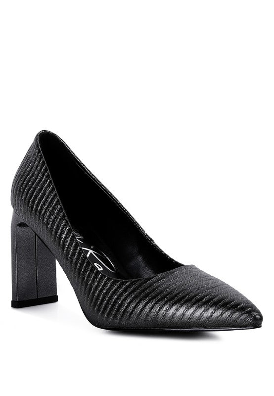 Tickles Italian Block Heel Pumps Black