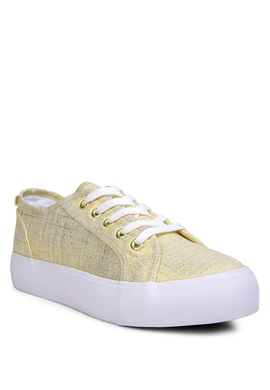 Glam Doll Knitted Sliver Platform Sneakers GOLD