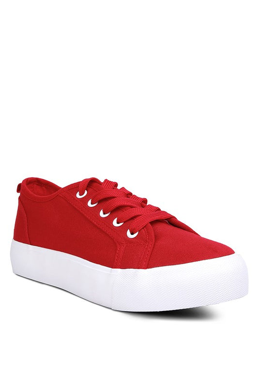 Glam Doll Knitted Sliver Platform Sneakers Red