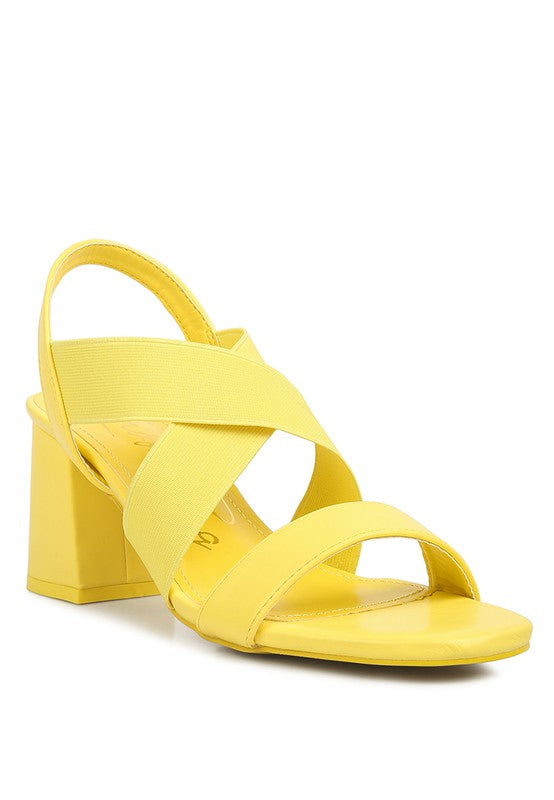 Bons Comfortable Straps Block Heel Sandals Yellow