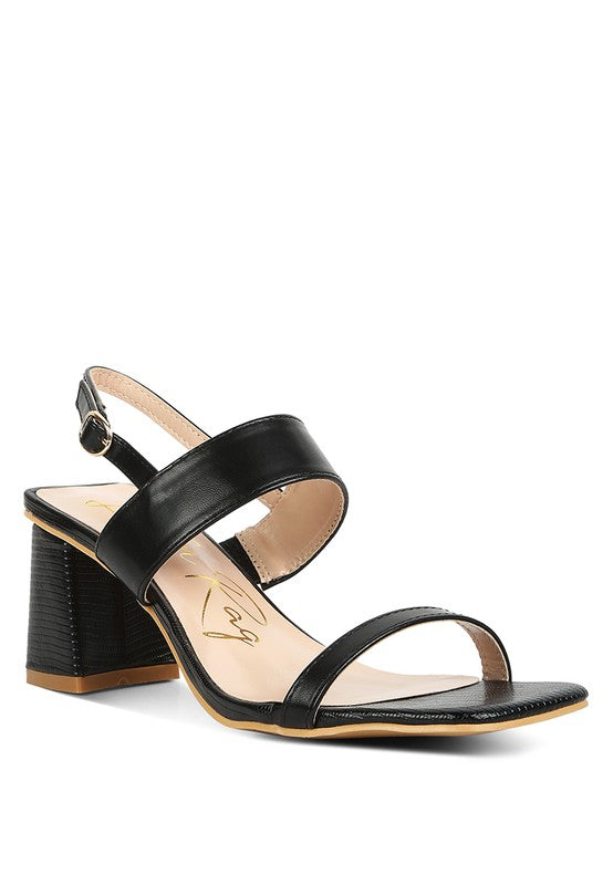 KIRK Elasticated Gussets Block Heel Sandals Black
