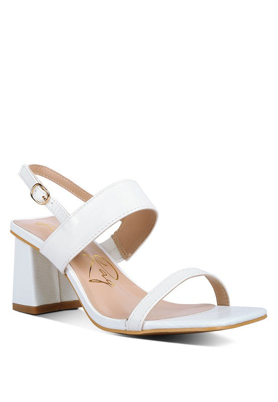 KIRK Elasticated Gussets Block Heel Sandals White