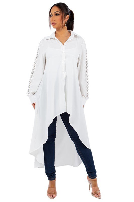 SEXY LONG DRESS SHIRT WHITE