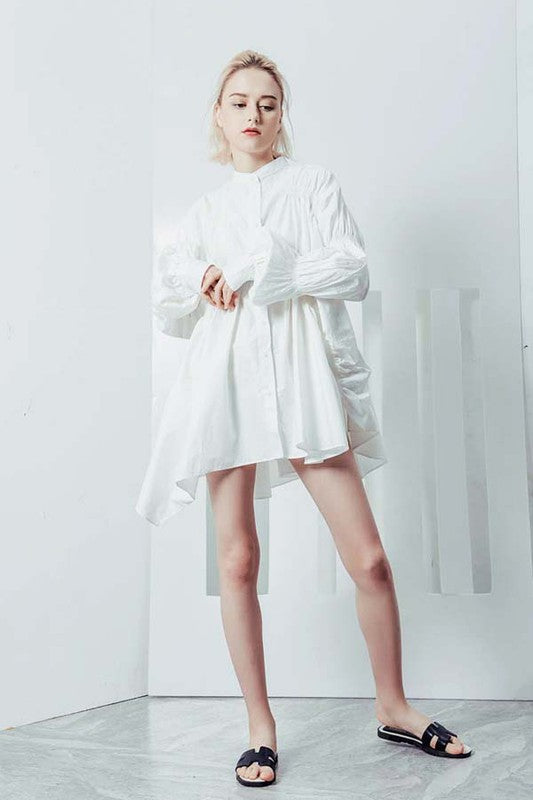 SEXY FASHION SHIRT DRESS WHITE