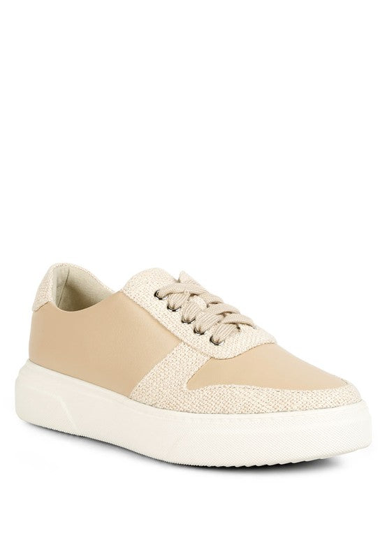 Kjaer Dual Tone Leather Sneakers BEIGE