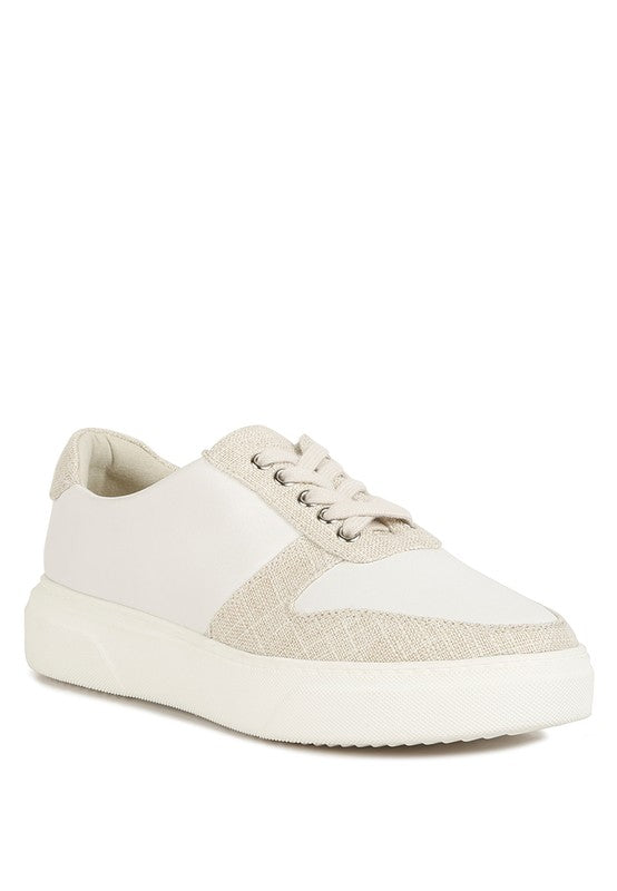 Kjaer Dual Tone Leather Sneakers White