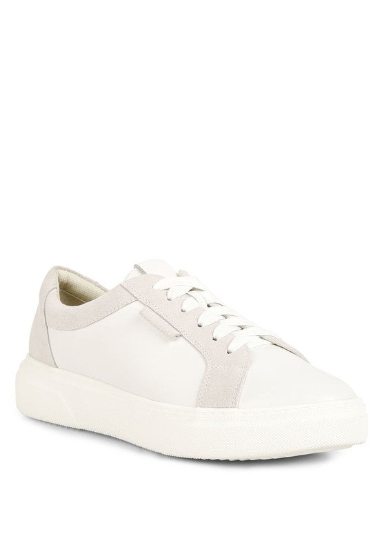 Endler Color Block Leather Sneakers White