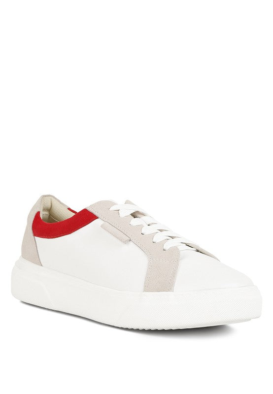 Endler Color Block Leather Sneakers Red