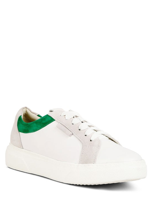 Endler Color Block Leather Sneakers Green