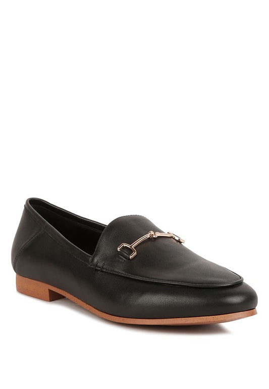 Dareth Horsebit Flat Heel Loafers Black