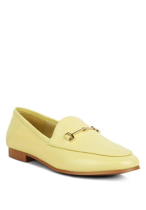 Dareth Horsebit Flat Heel Loafers Yellow