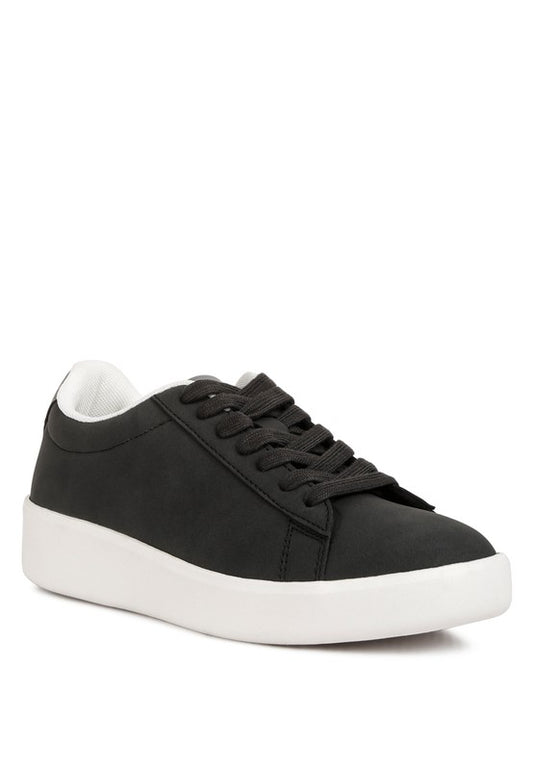 Minky Lace Up Casual Sneakers Black