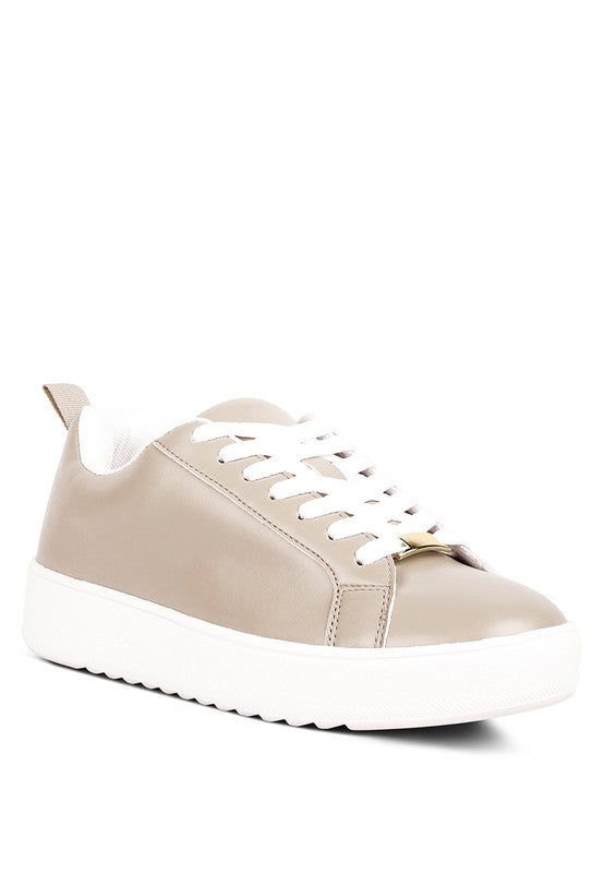 Rouxy Faux Leather Sneakers Tan