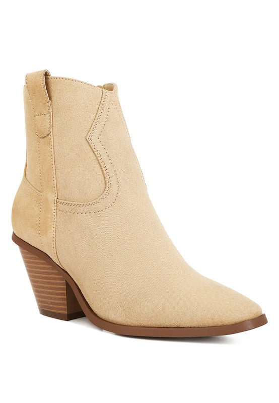 Elettra Ankle Length Cowboy Boots Taupe