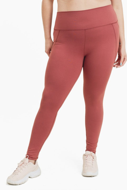 Curvy Tapered Band Essential High Waist Leggings Spiced Cider