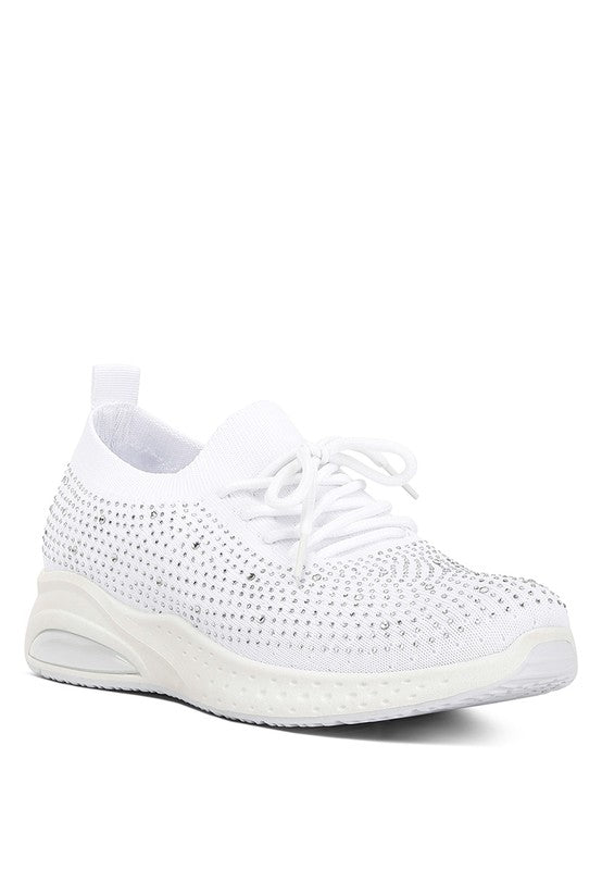 Elizha Stud Embellished Lace Up Sneakers White