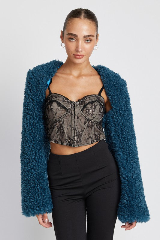 FAUX FUR BOLERO GUCCI BLUE