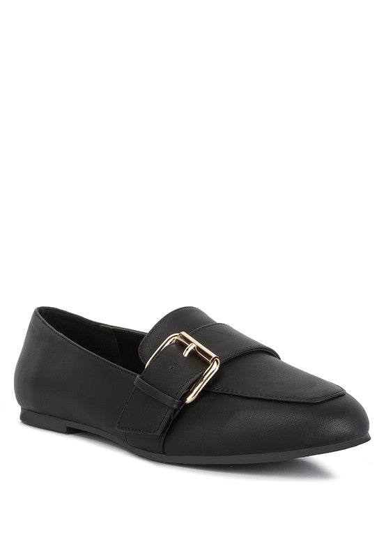 Saskia Pin Buckle Detail Loafers Black