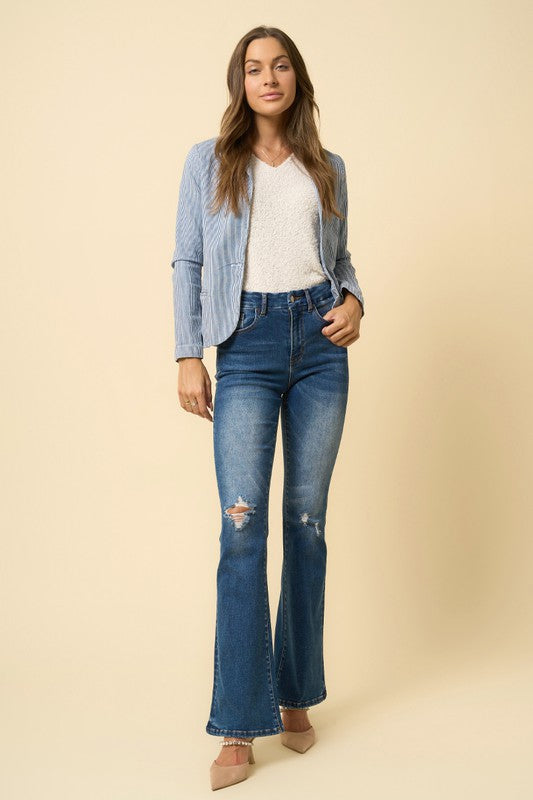 HIGH RISE FLARE DARK DENIM
