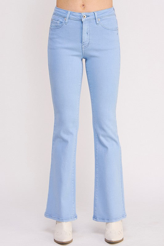 PLUS MID RISE COLORSLIM BOOT CUT CHAMBRAY BLUE