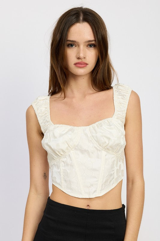 PUFF SLEEVE CORSET TOP WHITE