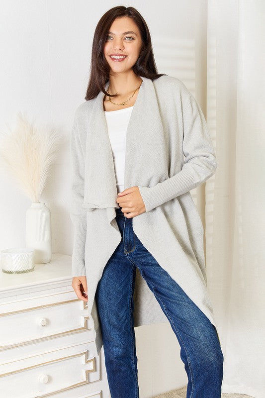 Duster Cardigan with Pockets Light Gray