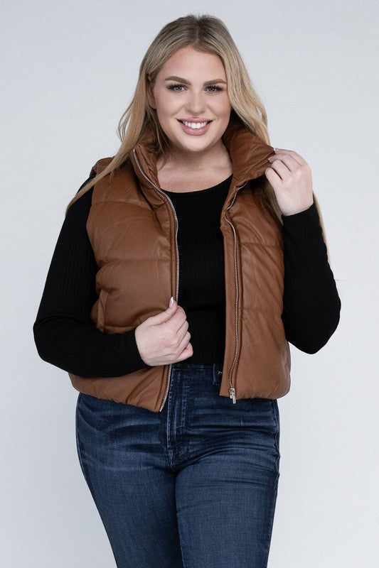 Plus Puff Vest Cognac