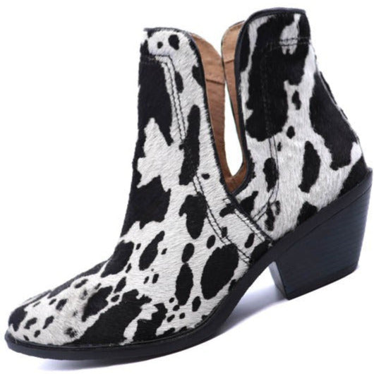 Western Cut Out Animal Hair Booties