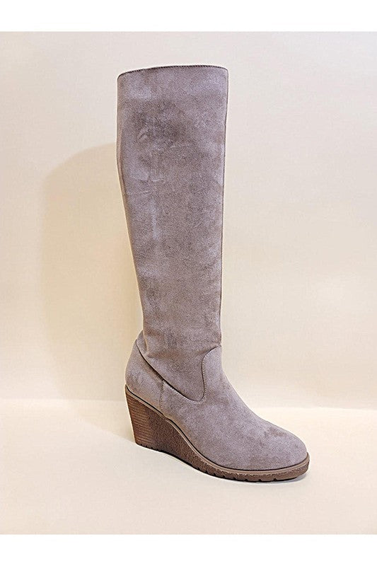 NAVAEH-WEDGES KNEE HIGH BOOTS TAUPE