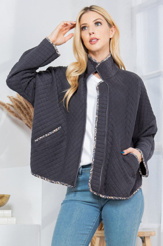 Quilt Jacket with Pockets CHARCOAL