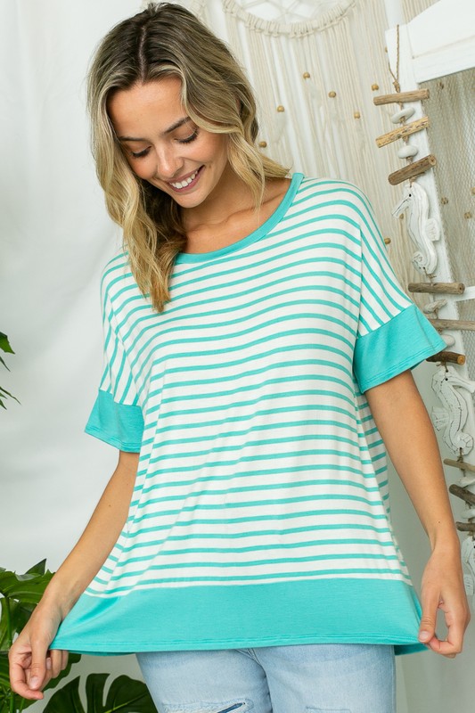 PLUS STRIPE MIXED HIGH LOW TOP