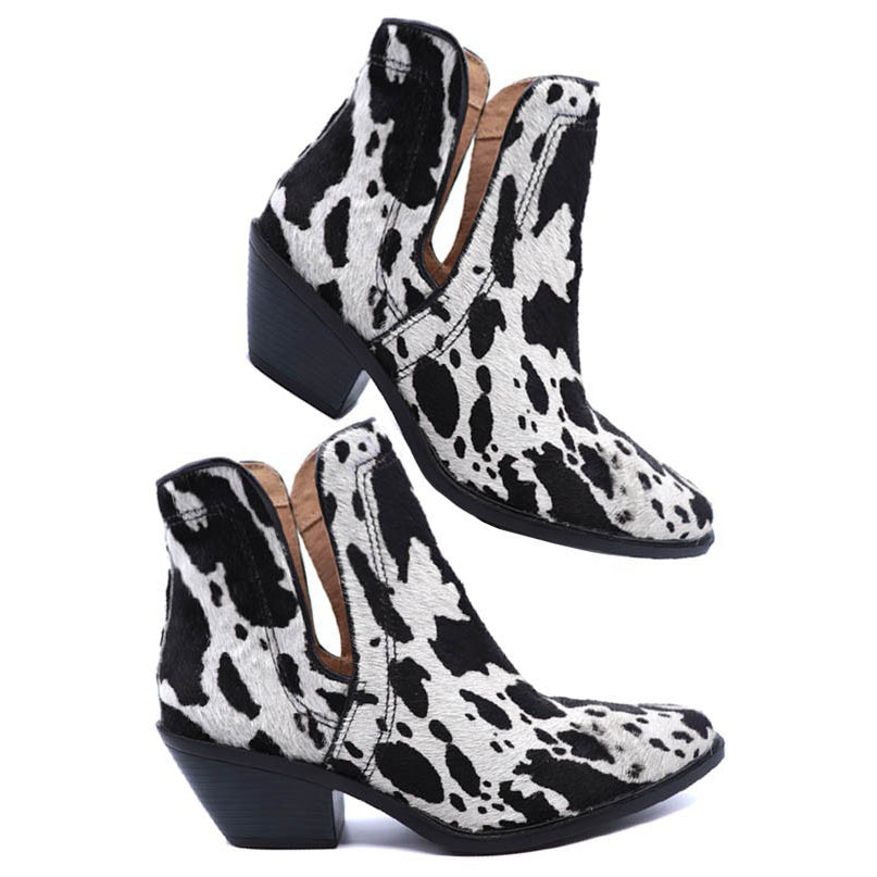 Western Cut Out Animal Hair Booties