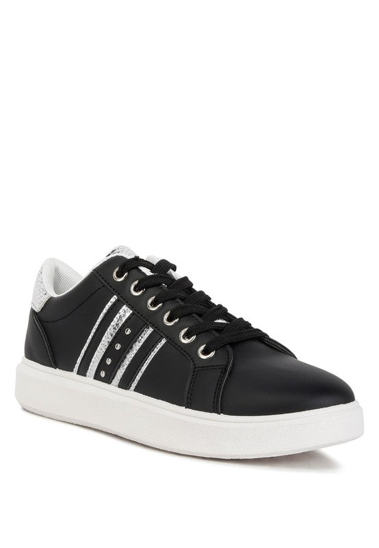 Claude Faux Leather Back Panel Detail Sneakers BLACK