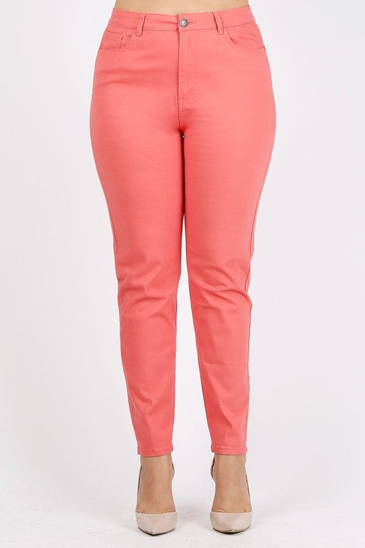 Plus Size High Waist Solid Stretch Jeans Pants