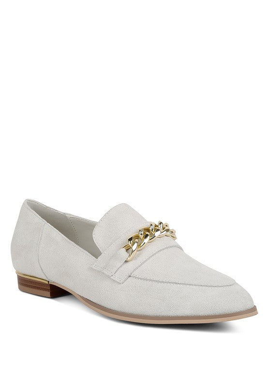 Ricka Chain Embellished Loafers BEIGE