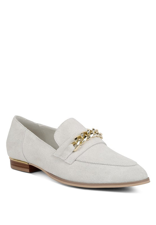 Ricka Chain Embellished Loafers BEIGE